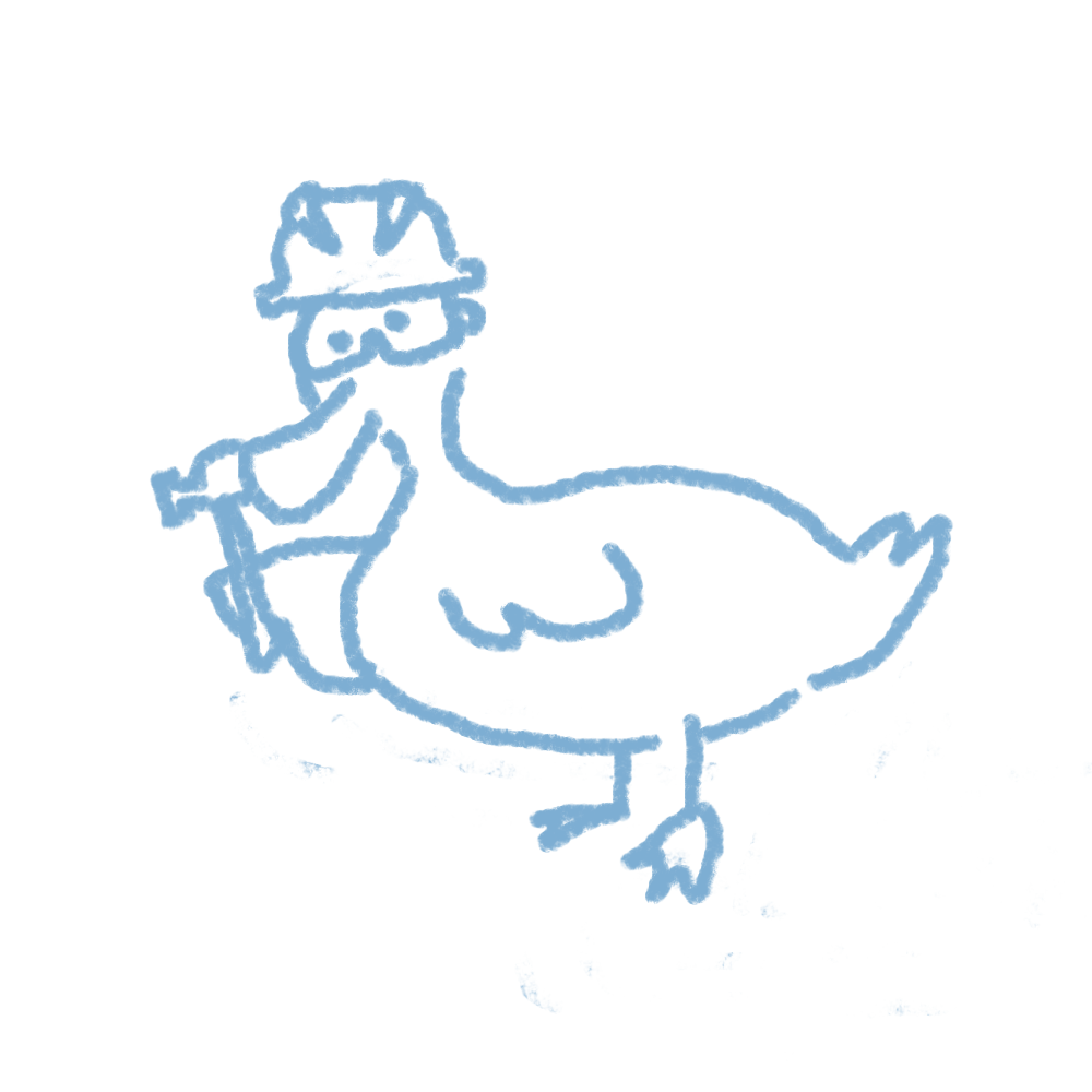 Duck with hardhat holding hammer